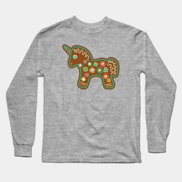 Cute Gingerbread Unicorn Long Sleeve T-Shirt by XOOXOO